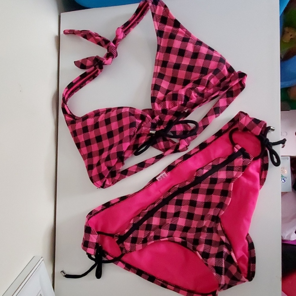 Bikini with matching running style shorts